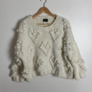 Crop puffy heart pattern sweater - summer sale